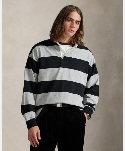 ビッグ フィット ストライプド ジャージー ラグビー シャツ（その他