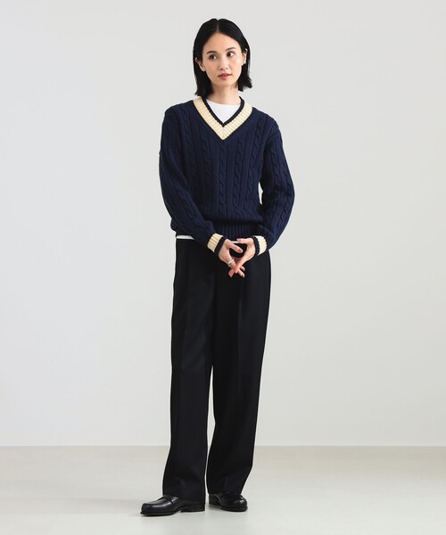 セール】【別注】SLOANE / 5ゲージ チルデン Vネック ロングスリーブ