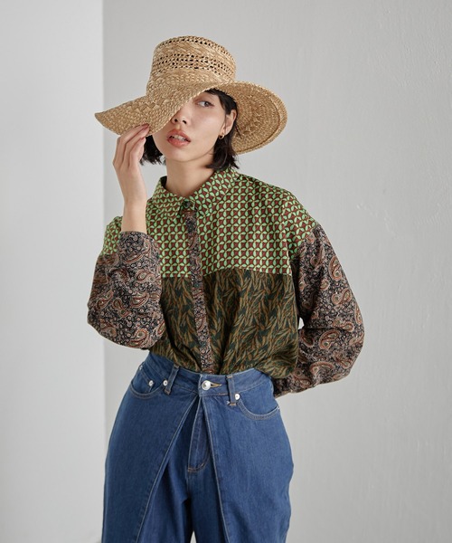ear PAPILLONNER（イアパピヨネ）の「柄切り替えシャツ【SUM1 STYLE