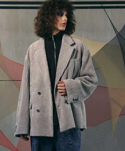 UNISEX》【TAKEMI】Wide Corduroy Prime-Over Double Tailored Jacket