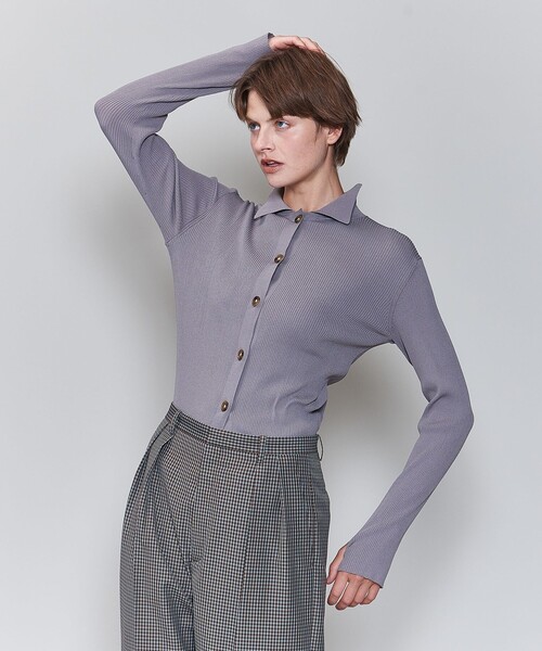 6（ロク）の「＜6(ROKU)＞リブシャツカーディガン 2024FW