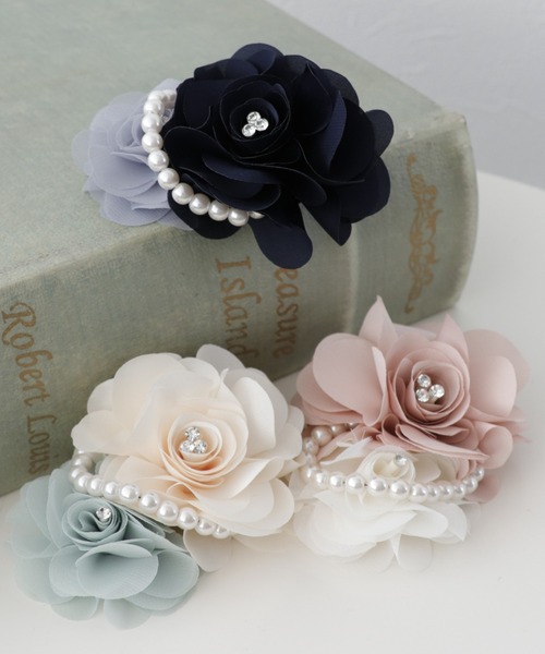 バイカラーパールコサージュ【結婚式/フォーマル/入卒】（ブローチ