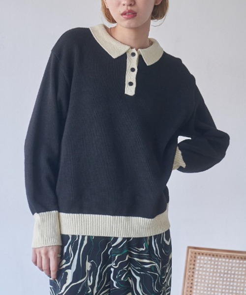 配色ポロニット（ニット/セーター）｜VACANCY（ヴァカンシー）の