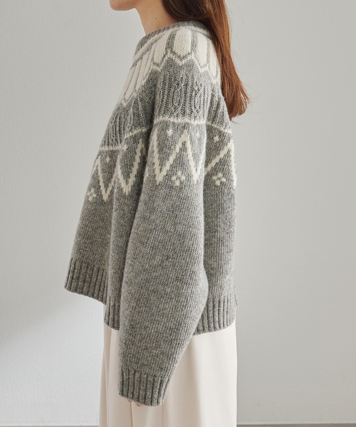 シェットランドウール求心ニットプルオーバー（ニット/セーター