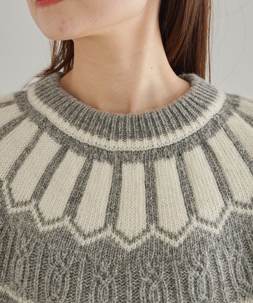 シェットランドウール求心ニットプルオーバー（ニット/セーター