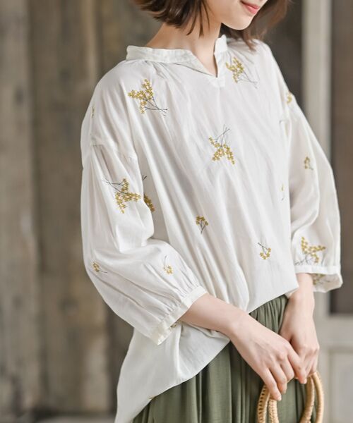 ブーケ刺繍7分袖ブラウス（シャツ/ブラウス）｜rps（アールピーエス