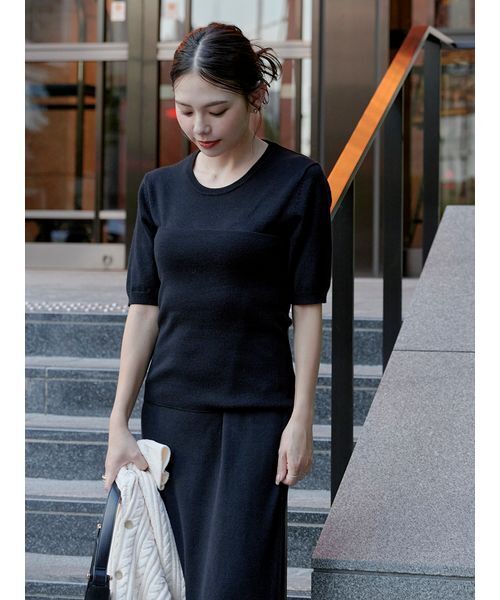 セール】【macoto×MIESROHE】ビスチェ付きニットワンピース