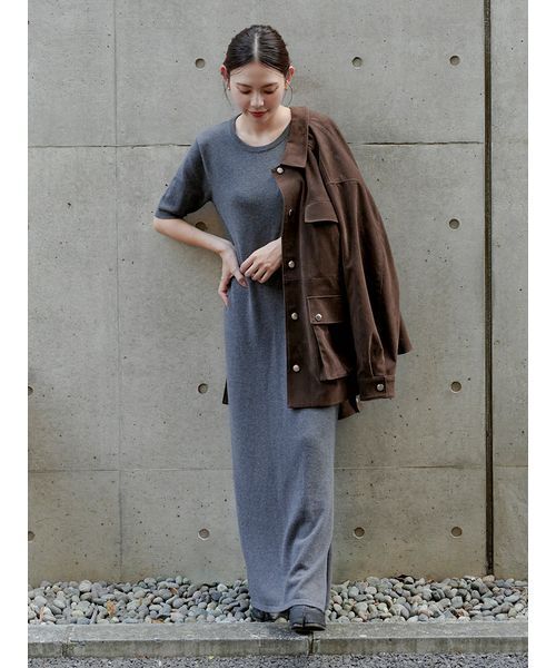 セール】【macoto×MIESROHE】ビスチェ付きニットワンピース