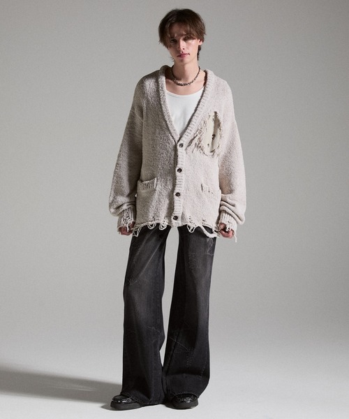GRANCY】Damage Boucle Knit Cardigan / ダメージデザインブークレ