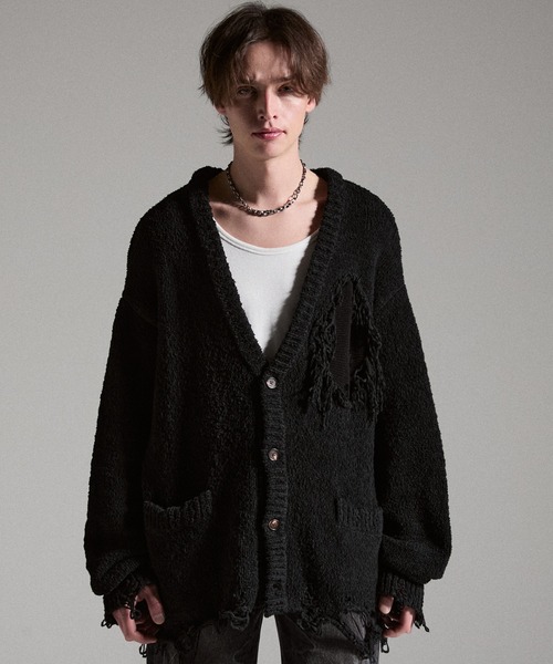 GRANCY】Damage Boucle Knit Cardigan / ダメージデザインブークレ