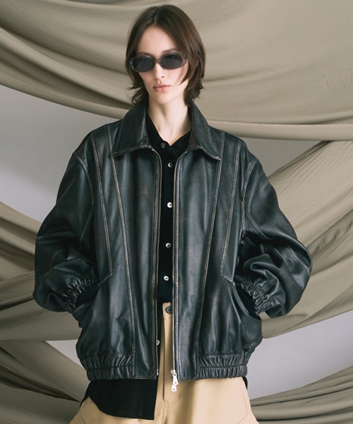 UNISEX》Sheep Leather Single Collard Blouson/シープレザーシングル