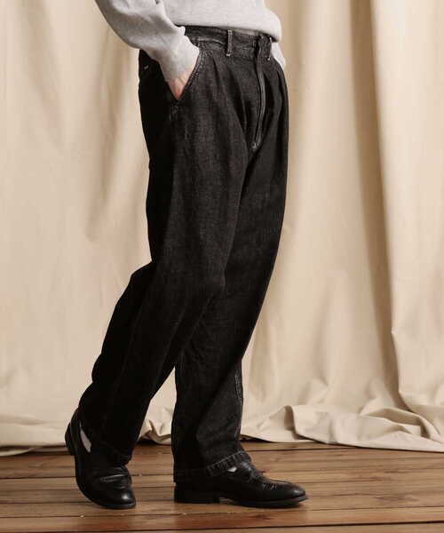 schott（ショット）の「Schott/ショット/NEP BLACK DENIM 2 TUCK PANTS