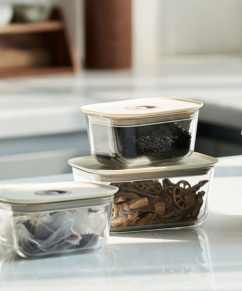 FIKA GLASS 耐熱ガラス製食品保存容器 四角タイプ 800ml単品（キッチン