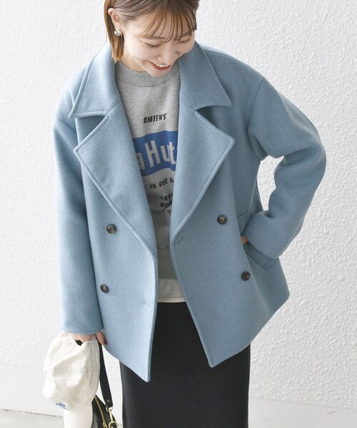 セール】SHIPS any: ウール ミックス コクーン ショート Pコート