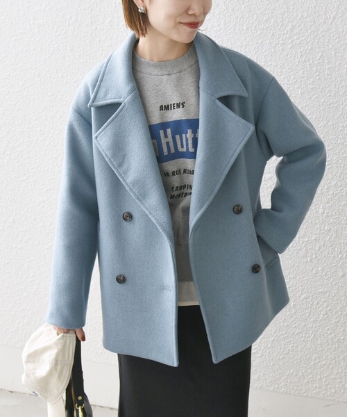 セール】SHIPS any: ウール ミックス コクーン ショート Pコート