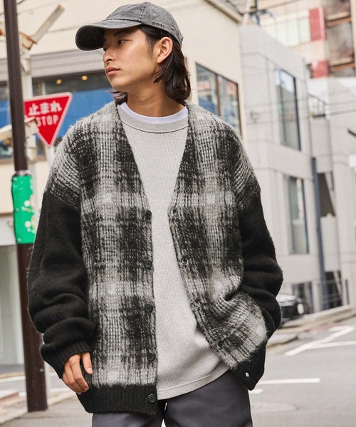 モヘアライクカラーリングニットオーバールーズカーディガン MONO-MART