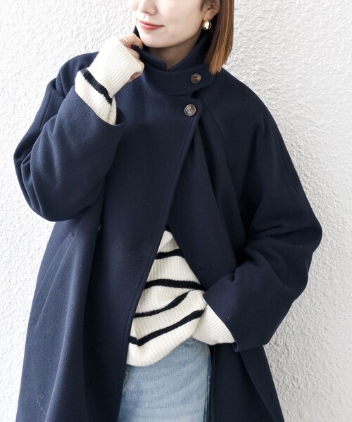 セール】SHIPS any: スタンド & ダブル カラー コート 24FW（その他