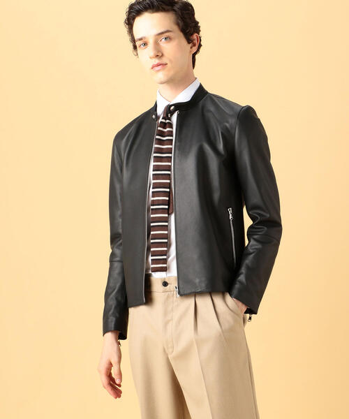 セール】【別注】DENIM×TOMORROWLAND ラムレザー シングルライダース