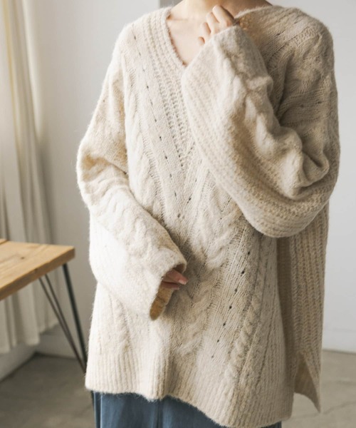 URBAN RESEARCH（アーバンリサーチ）の「アルパカ混ケーブルニット