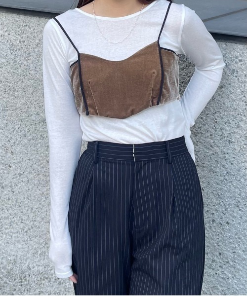 セール】VELOUR BRA SET CUT TOP（Tシャツ/カットソー）｜Ameri