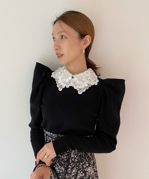 SNIDEL（スナイデル）の「Sustainableレースカラーニットプルオーバー