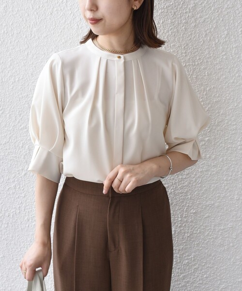 SHIPS Colors:〈洗濯機可能〉ジョーゼット タック スリーブ ブラウス