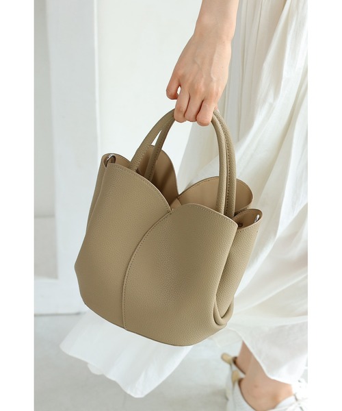 ポーチ・ストラップ付 花咲くチューリップバッグ（ハンドバッグ