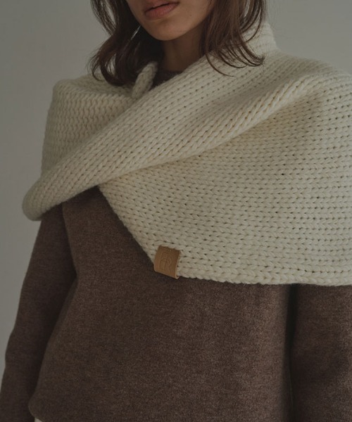 セール】バルキーヤーンハンドニットスヌード（ネックウォーマー