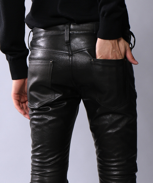 セール】ゴートレザースリムストレートストレッチパンツ（その他パンツ