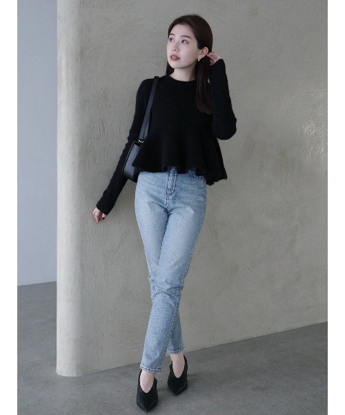 ZOZO限定カラー】ペプラムショートニットトップス（ニット/セーター