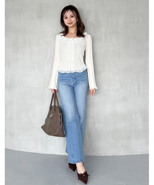 00サイズあり】Sustainableストレッチフレアデニムパンツ（デニム