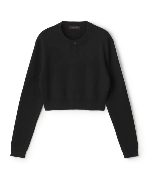 コットンカシミヤ ヘンリーネッククロップドプルーバー（ニット