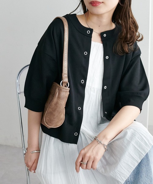新色追加/夏の羽織に♪】ライトスポンディッシュ半袖カーディガン《WEB