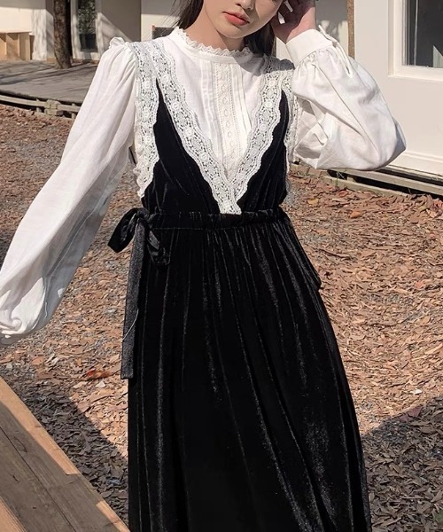 セール】ベルベットレースワンピース（ワンピース）｜Sibra（シブラ