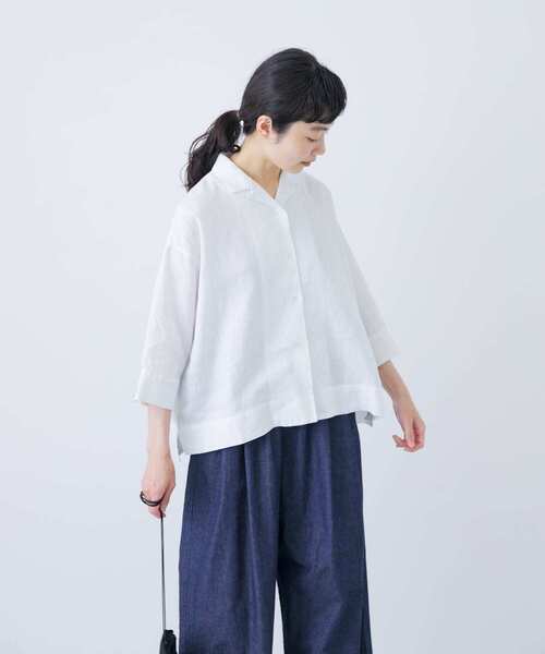 かぐれ（カグレ）の「リネンオープンカラーシャツ（シャツ/ブラウス