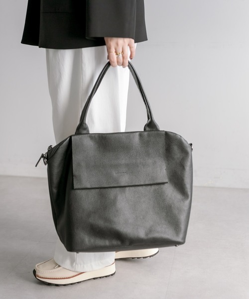 牛革/A4サイズ対応》レザーフラップ2WAYバッグLサイズ（トートバッグ