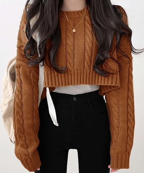 Girly Doll（ガーリードール）の「クロップド丈ケーブルニット（ニット