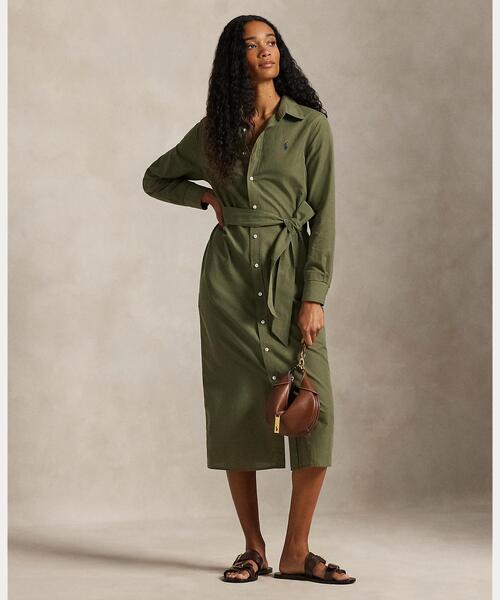 コットンリネン ベルテッド シャツドレス（シャツワンピース）｜POLO