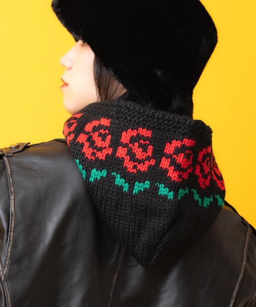 an meets zakka フラワー柄ニットトグルフーディーバラクラバ / メンズ