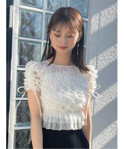 SNIDEL（スナイデル）の「ランダムシャーリングトップス（シャツ