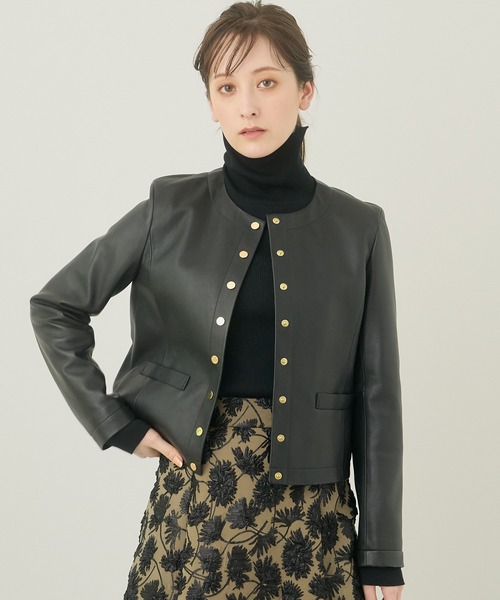 ANAYI（アナイ）の「ラムレザードットボタン ジャケット（ライダース