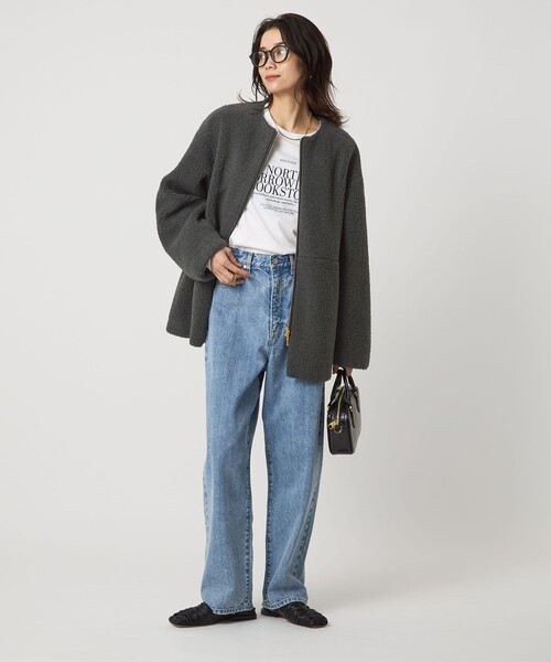 size SHORTあり］ボア ノーカラー ブルゾン（ブルゾン）｜green label