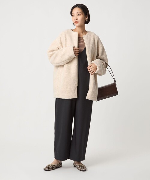 size SHORTあり］ボア ノーカラー ブルゾン（ブルゾン）｜green label