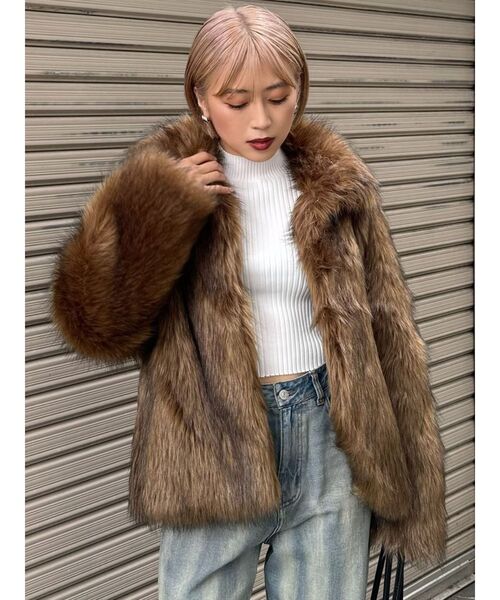 MURUA（ムルーア）の「フェイクファーラインジャガードコート（その他