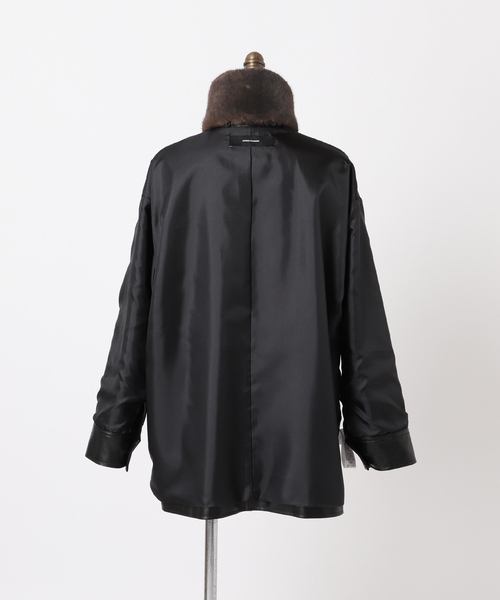 追加》ウォッシャブルフェイクレザーファー襟付カバーオール（その他