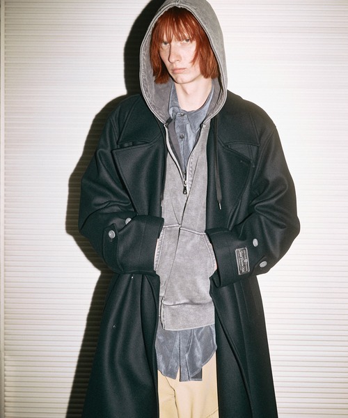 UNISEX》Super140s Prime-Over Melton Double Breasted Coat/プライム