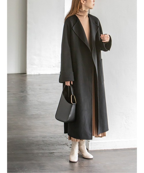 Noble（ノーブル）の「W/Nyリバーノーカラーコート◇（ノーカラー