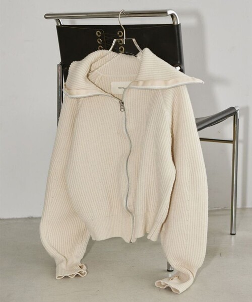 TODAYFUL/トゥデイフル】ウォッシュドウールジップニット（ニット