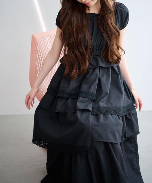 ロマンティックフリルティアードワンピース（ワンピース）｜powwa more