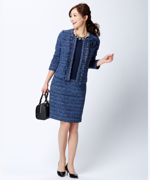 自由区（ジユウク）の「('15春)YONETOMIツイード ノーカラージャケット